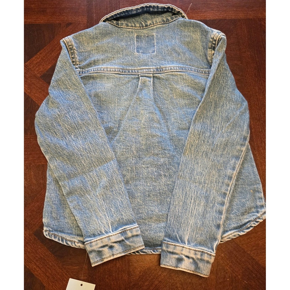 Cat & Jack Girls 5T Medium Wash Denim Jacket Embroidered Daisy Floral Snap Front - Picture 5 of 8